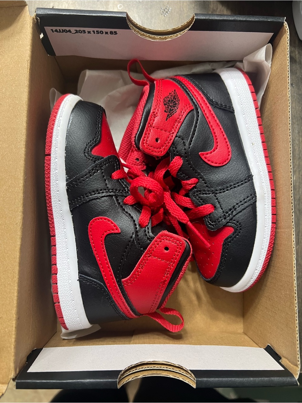 Jordan Kids Red and Black High-Top Sneakers